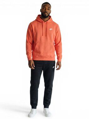 Nike Club Fleece 2 Piece Sweatsuit Size 2XL Orange Black Tracksuit Outfit NWT